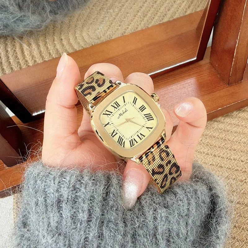 

Square Light Luxury Leopard Print Belt Creative Fashion 2026 Stainless Steel Women'S Watch Domineering Trendy Watch Accessories