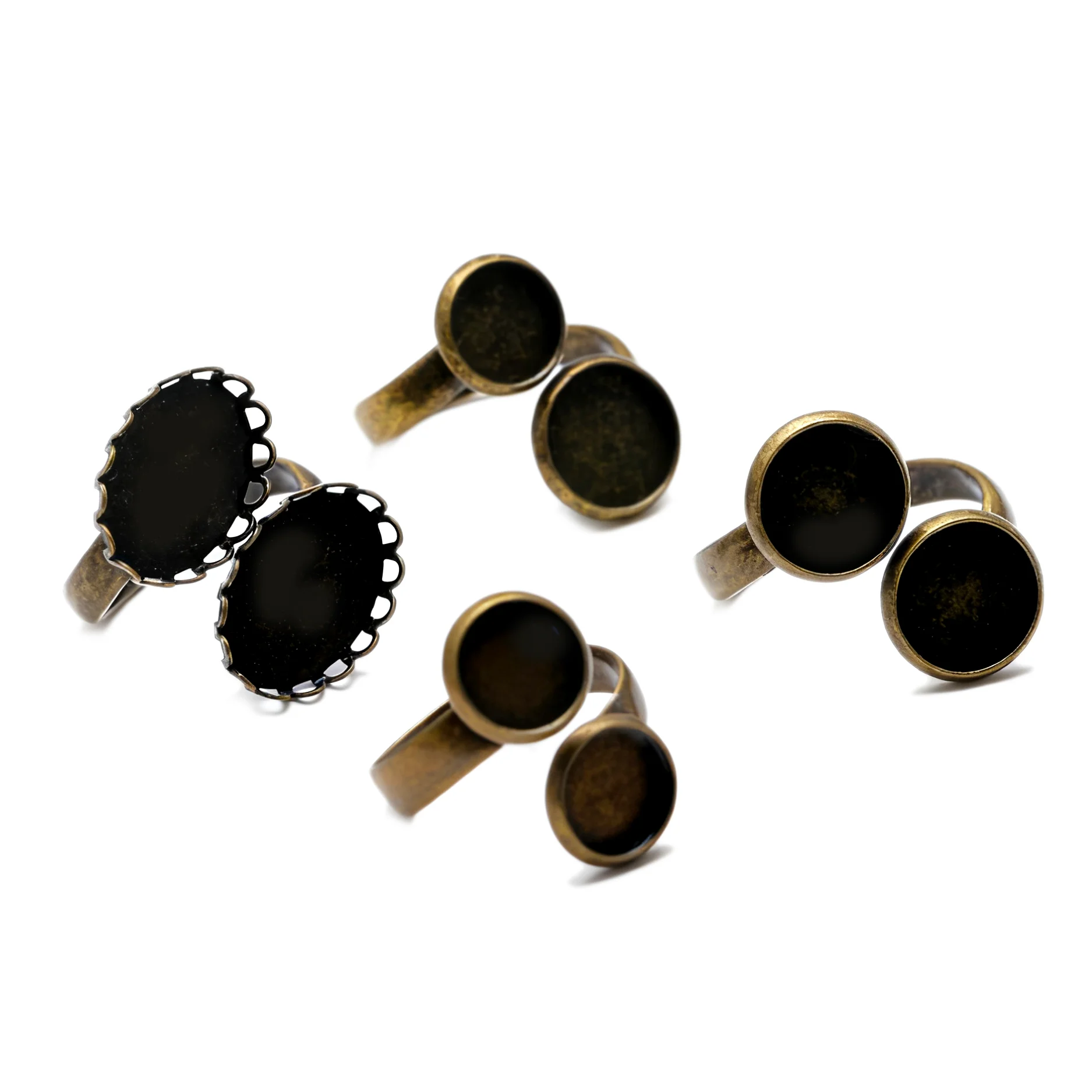 Медный материал, 8 шт., подходят для 10 мм, 12 мм, 13X18 мм, овальное круглое кольцо, античная бронза, цветное кольцо, основание кабошона, пустой лоток