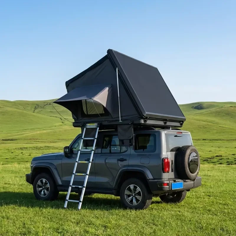 Lightweight Waterproof Hard Shell RoofTop Tent Mattress Ladder 2-3 Person Outdoor Camping Tent Car SUV Double Layer