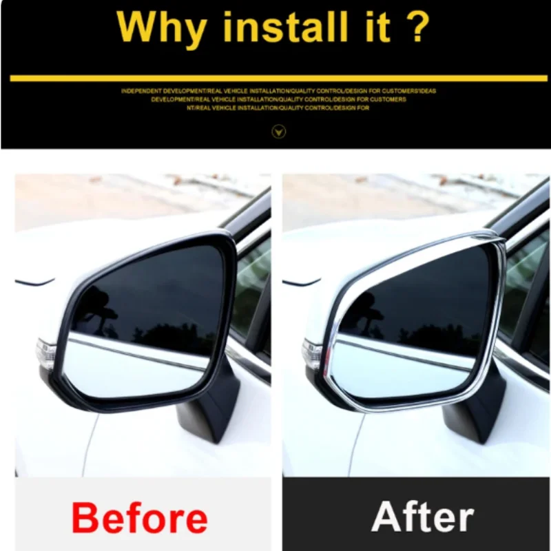 For Toyota Rav4 2019-2023 Side Rear View Mirror Rain Shield Eyebrow Covers Trim ABS Chrome Car Stickers Decoration