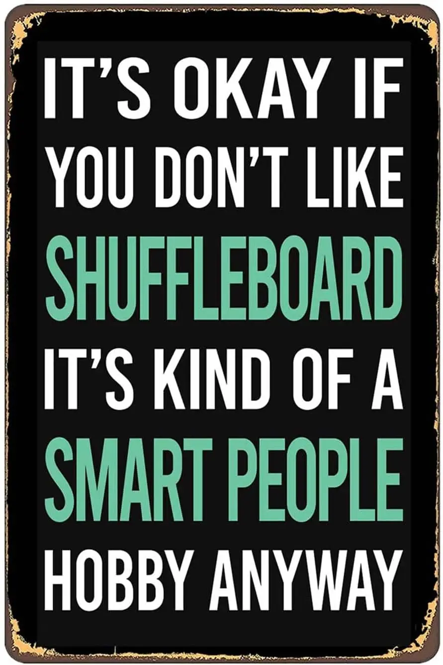 Smart People Hobby Shuffleboard Vintage Signs Metal Classroom Garage Bar Farm Man Cave Wall Art Pubs Gift Funny Printing Decorat