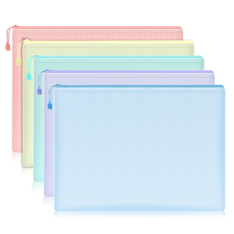 

5 Pcs A4 Document Organizer Paste Plastic Pink Zipper Pouch School Supplies Transparent Folder Files Bag Passport Holder