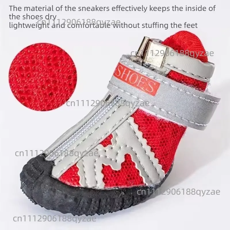 Pet shoes Teddy Pomeranian small dog dog shoes breathable non-slip anti-drop Oxford soft sole 4 pcs