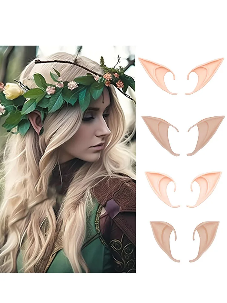 Uszy Elfa na Halloween, Lateksowe Uszy Anioła, Dekoracja Cosplay na Halloween, Kostium Maskaradowy, Rekwizyty do Zdjęć Wróżki dla Dziewczynki — 2