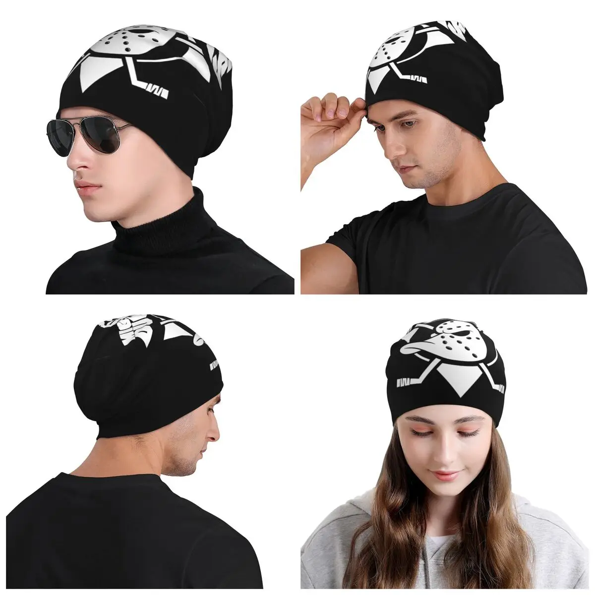 Mighty Duck ANA Alternate Logo Skullies Beanies Caps Men Women Unisex Trend Winter Warm Knit Hat Adult Funny Sports Bonnet Hats