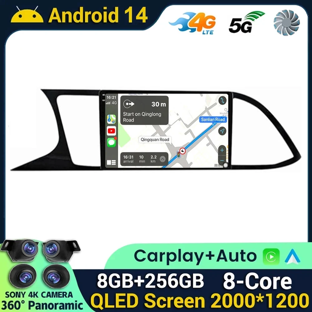 Android 14 Wireless CarPlay Android Auto Radio For Seat Leon 3 2012 - 2020 Car Multimedia Player GPS Navigation Autoradio No DVD