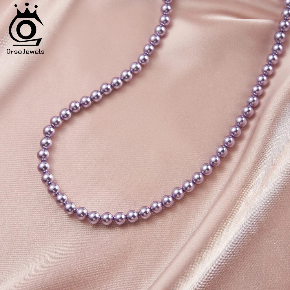 

ORSA JEWELS Natural Shell Pearls Necklace 925 Silver Pearl Beads Choker Chain Vintage Pearl Neck Chain for Women Jewelry PSN04