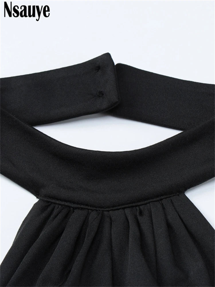 Sukienka damska Nsauye, nowa kolekcja, elegancka, w stylu vintage, czarna, typu halter, długa, z wycięciami, seksowna, na imprezę, do klubu nocnego, wieczorowa, bez pleców.