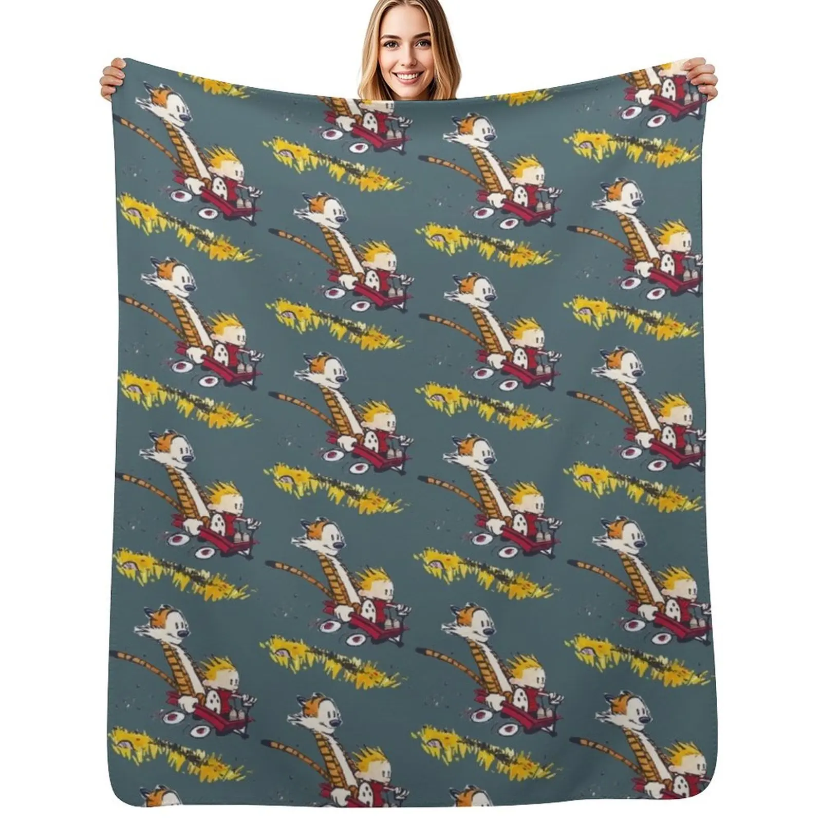 Calvin and The hobbes Throw Blanket Cozy Napping Blanket Gift for Mom Dad