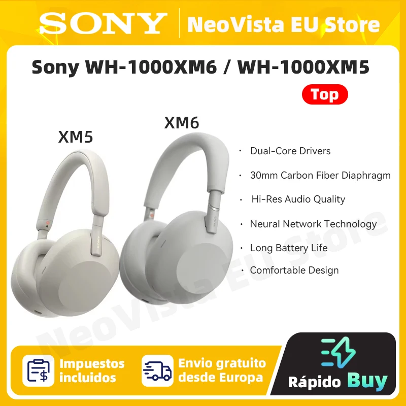 Sony WH-1000XM6 / WH1000XM5 écouteur sans fil casque supra-auriculaire antibruit haute résolution sans fil 30 heures de lecture XM6