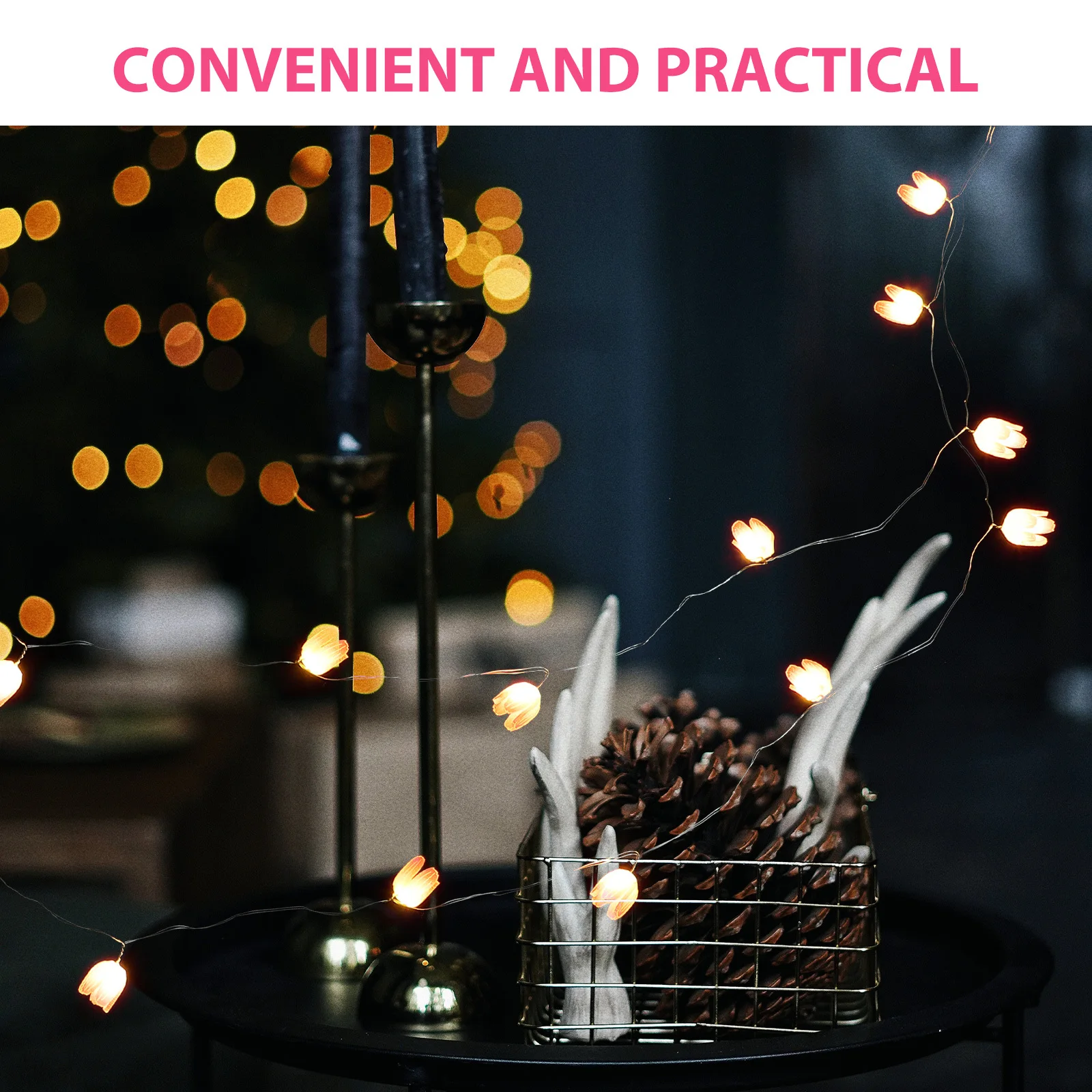 سلسلة توليب داخلية مزخرفة بطول 10 أمتار من البلاستيك الأسلاك النحاسية سهلة تزيين أماكن مختلفة وحفلات أعياد الميلاد وحفلات الزفاف