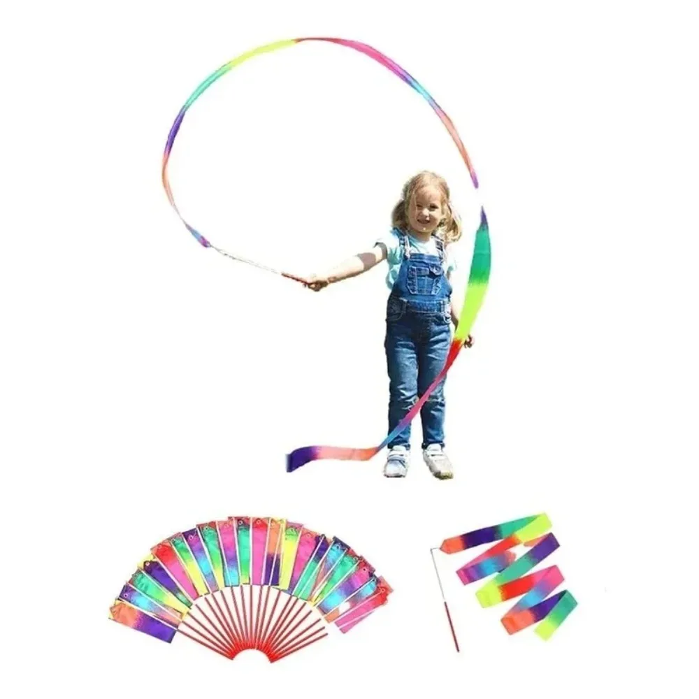 10/20pc 2m Rhythmic Gymnastics Ribbon with Wand Colorful Streamer for Kids Dance Performance Art Ballet Spinning Rod Accessories