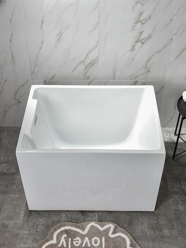 Customized Freestanding Acrylic Deep Soaking Small Household Bathtub Simple Deep Soaking Small Bath Tub Adult Home Japanese Styl