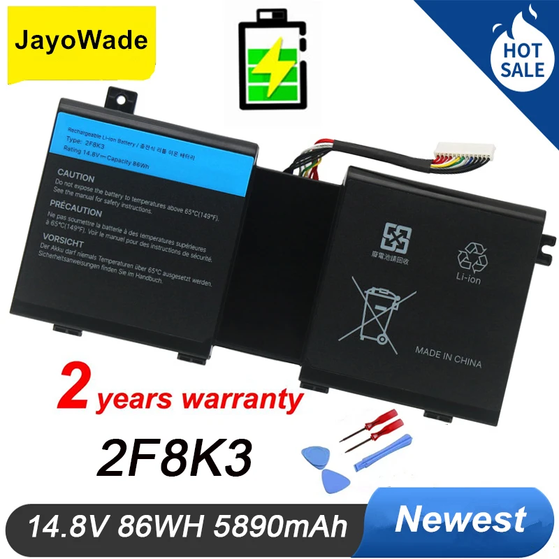 

New 2F8K3 Laptop Battery For Dell Alienware 17 R1 17X M17X-R5 Alienware 18 R1 18X M18X-R3 Series 02F8K3 KJ2PX 14.8V 86Wh 2F8K3