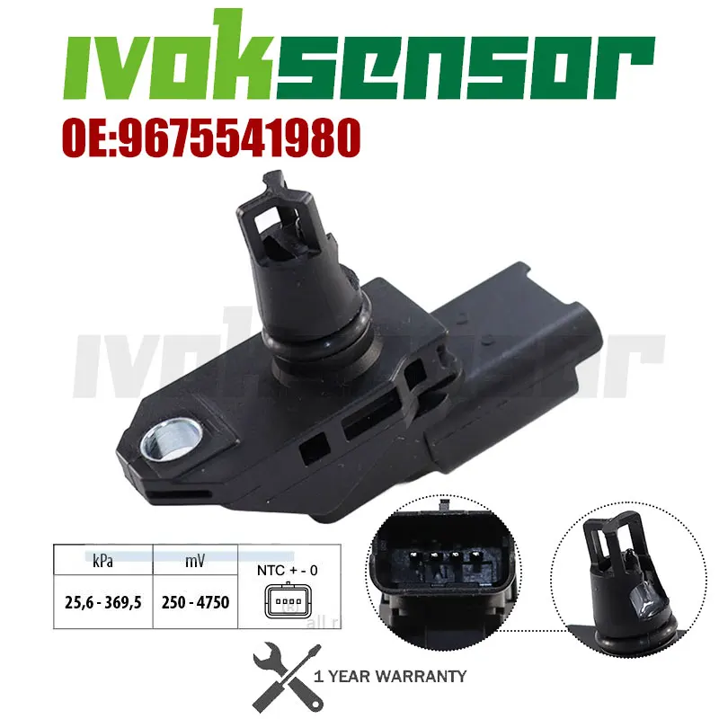 9675541980 Manifold Absolute Pressure Sensor For CITROEN C3 C4 C5 FORD Fiesta Focus PEUGEOT Boxer Partner OPEL TOYOTA  VAUXHALL