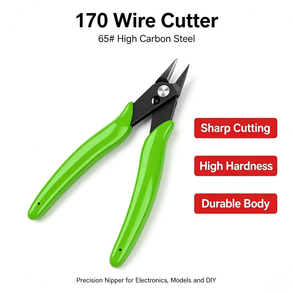 170 Diagonal Cutting Pliers 65# High Carbon Steel Wire Cutter Flush Nipper for PCB Model DIY Electronic Repair Hand Tool