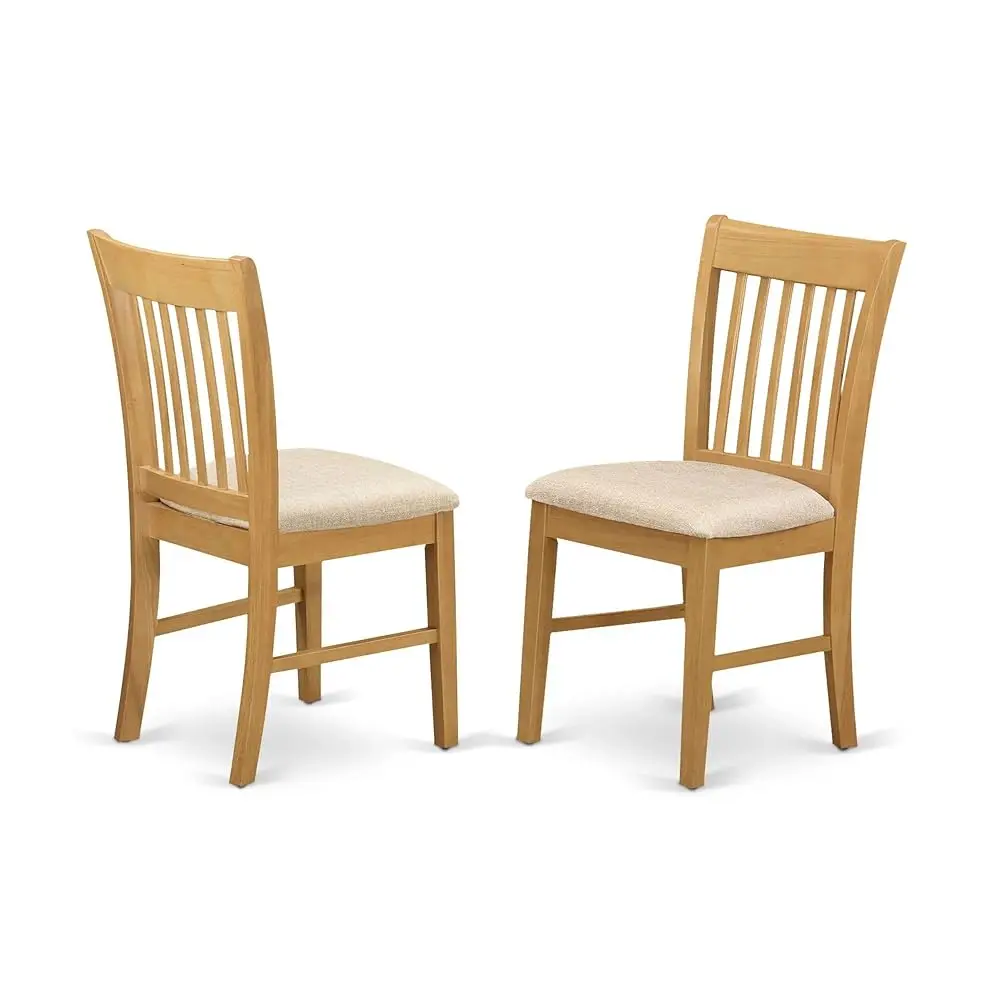 

Nfc-Oak-C Norfolk Kitchen Dining Chairs - Linen Fabric Upholstered Wood Chairs, Set Of 2, Oak