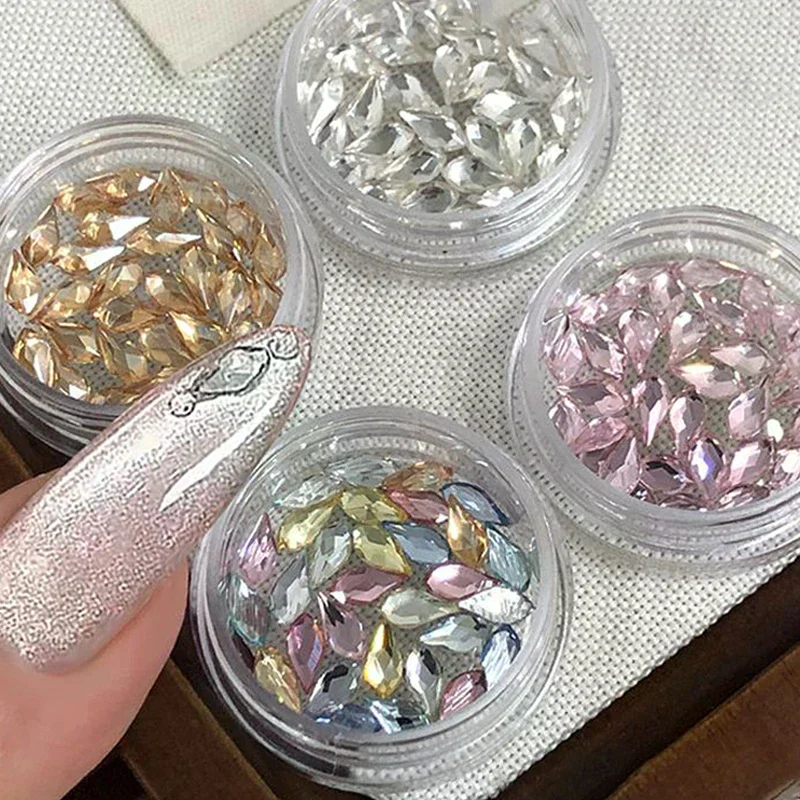30 Pcs/box Irregular-shaped Drill Nail Art Rhinestones 3D Crystal Nail Stones Gems Pearl DIY Manicure Decorations Accessories