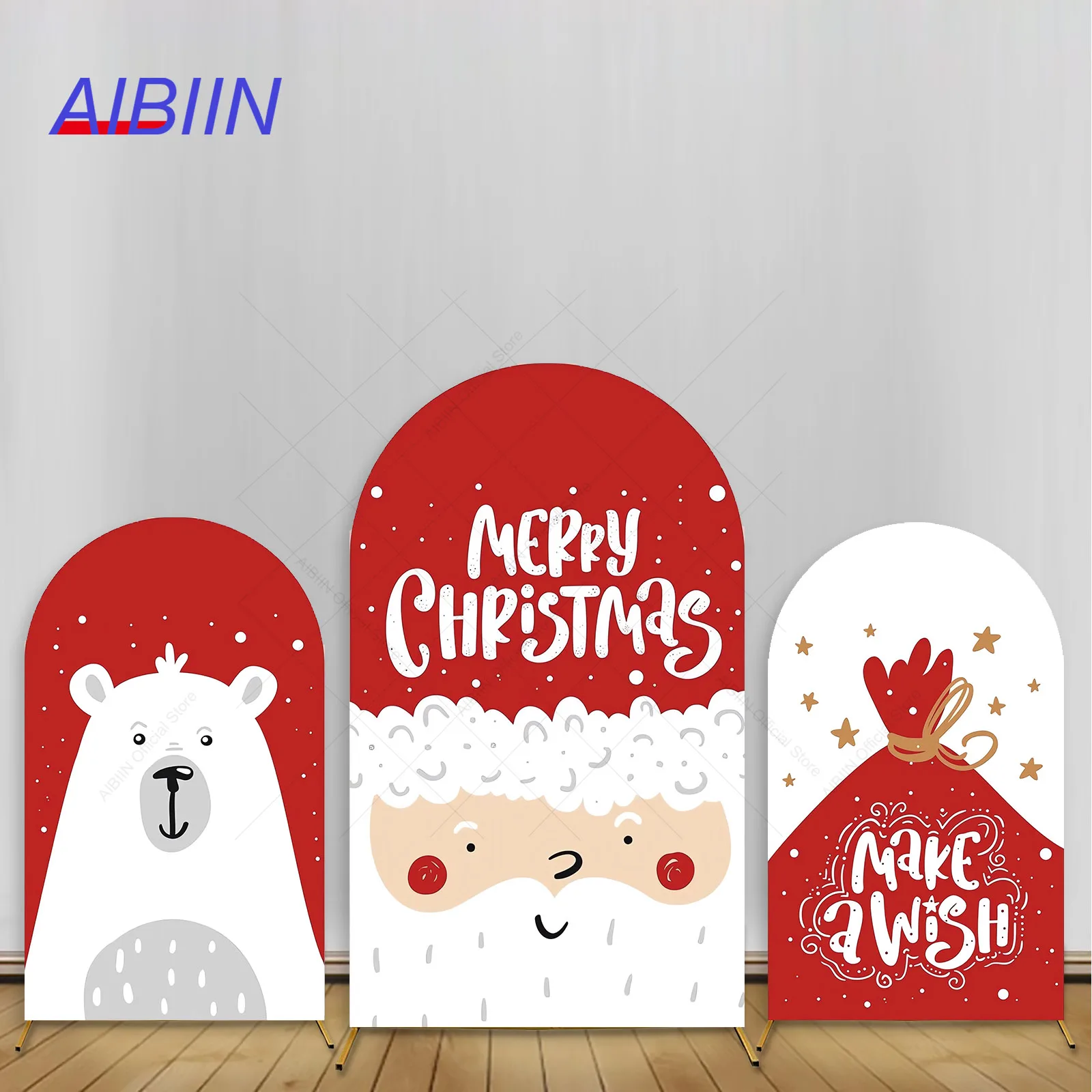 

Фон с рождественской аркой, чехол Санта-Клауса, подарочная сумка, медведь, снег, день рождения, сделайте желание, Новый год, Рождественская вечеринка, декор, фон