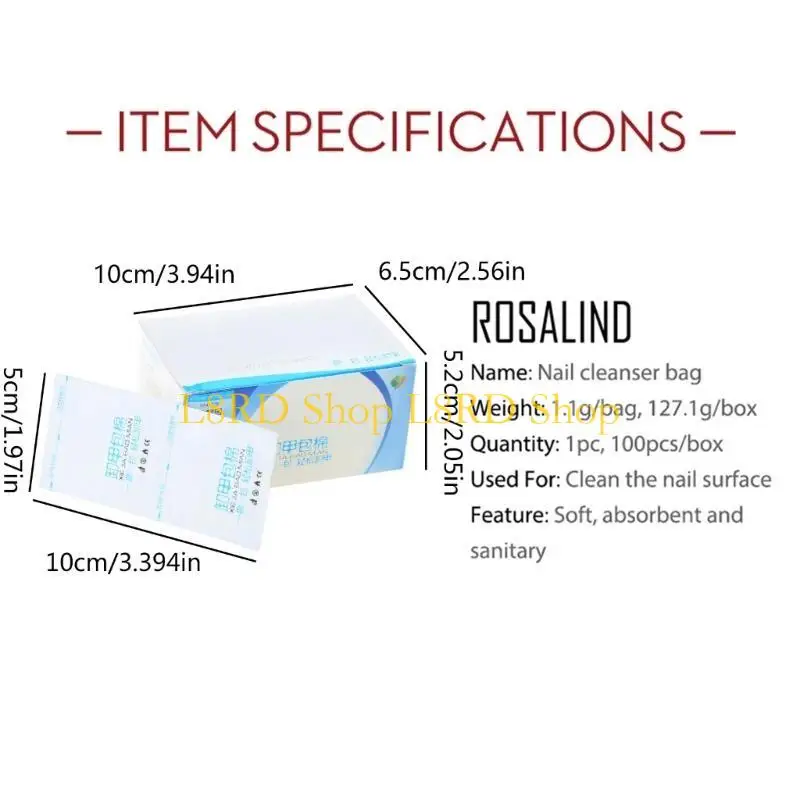 l8rd 100 แพ็คเล็บแบบพกพาเจลโปแลนด์ถอดแผ่นรองเช็ดทำความสะอาดเจลทาเล็บเล็บ