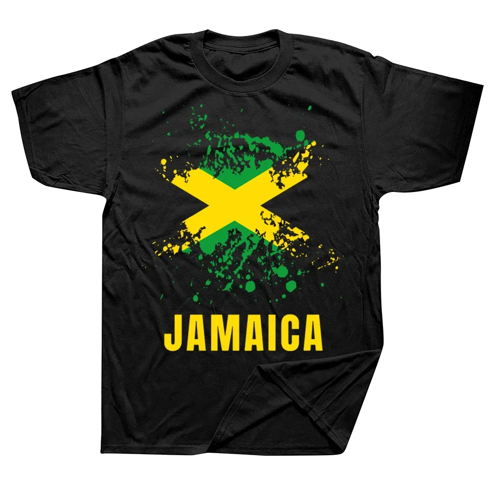 Jamaica Vintage Sport Jamaican Flag T Shirts Graphic Cotton Streetwear Short Sleeve Casual Men Large Size T shirt Round Collar