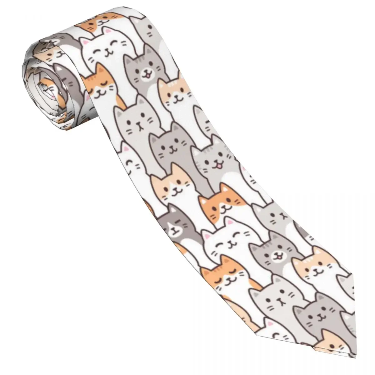 Classic Tie Men Neckties for Wedding Party Business Adult Neck  Casual Cute Cartoon Cats Kawaii 