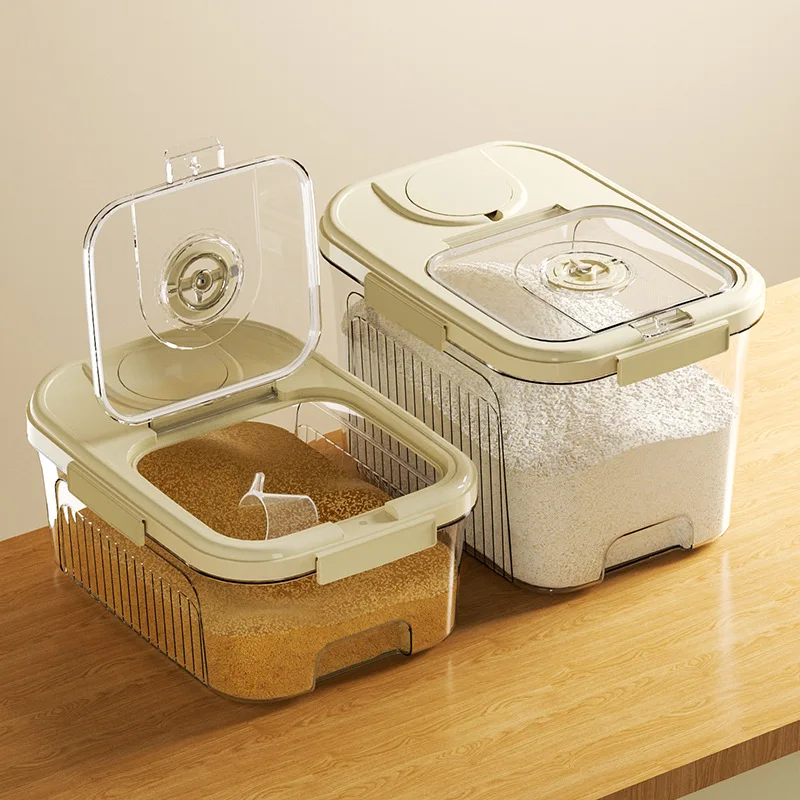 

10/20L Kitchen Large Capacity Rice Bucket Sealed Food-Grade Dustproof and Insect-Proof Organizing Rack Rice Flour Storage Box