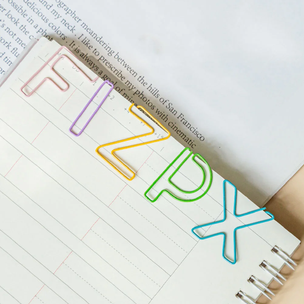 

Letter Bookmark Folder Colorful Paper Clip Iron Clips Shape Fixed Accessory Shaped Bookmarks School