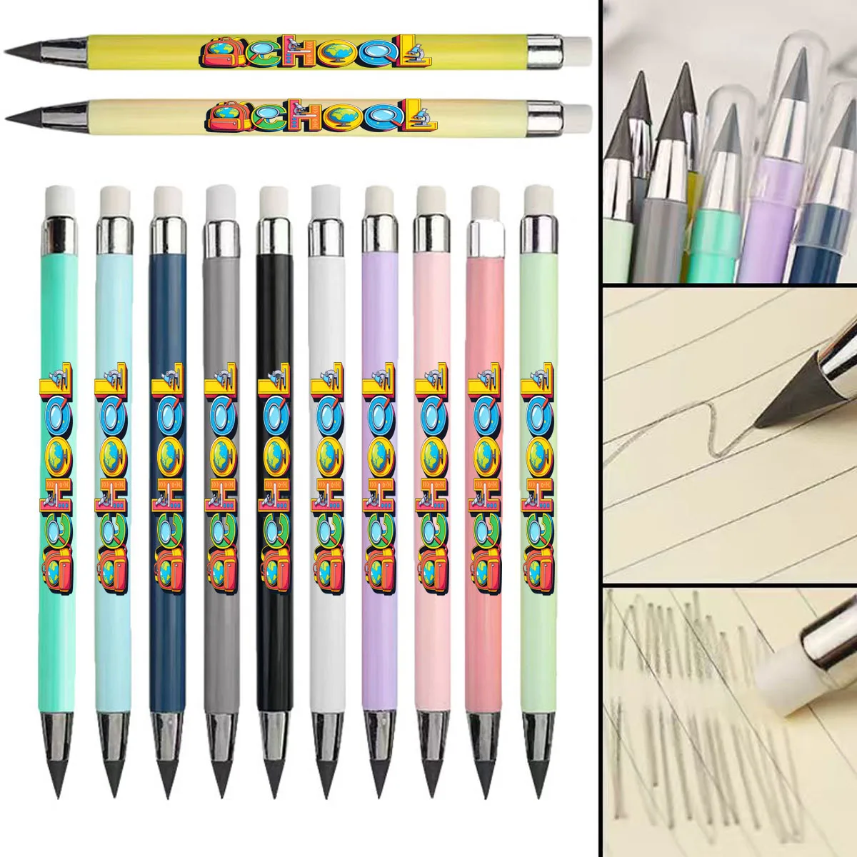 La matita eterna con motivo per scrittura scolastica da 12 pezzi non è facile da rompere, matita per schizzi per studenti