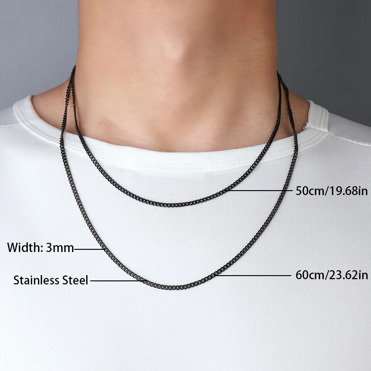 3/5/7mm Hip Hop Cuba Gunmetal Black Stainless Steel Thick Chains Six sided Cutting Polish Link Necklaces for Men Jewelry