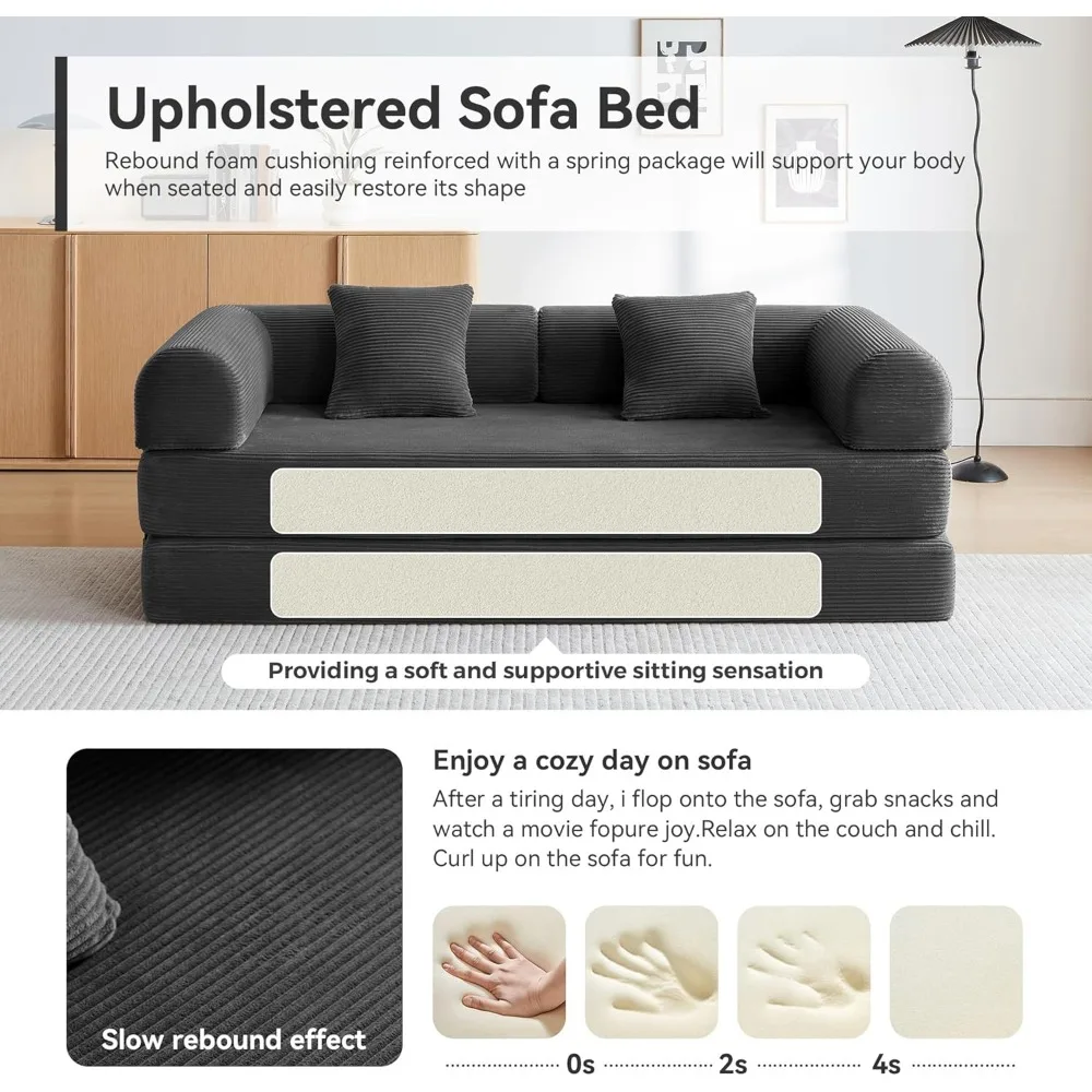 أريكة نوم مريحة قابلة للطي وقابلة للتحويل مع وسادة، أريكة صالة مدمجة للجلوس على الأرض المريحة