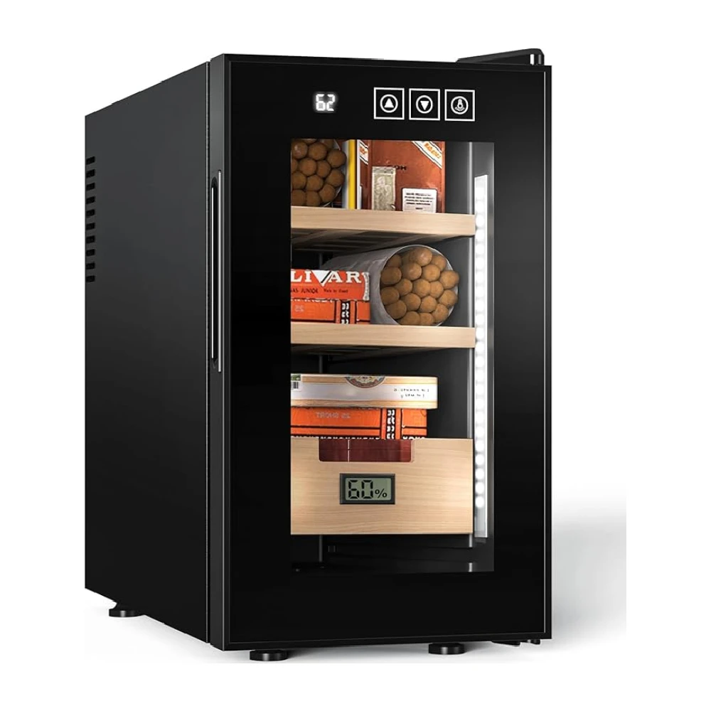 

NEEDONE 23L 150 Count Electric Cigar Humidor with Semi-Heat & Cool Integration/ Elegant Touch Control/ Enhanced Lighting for Men