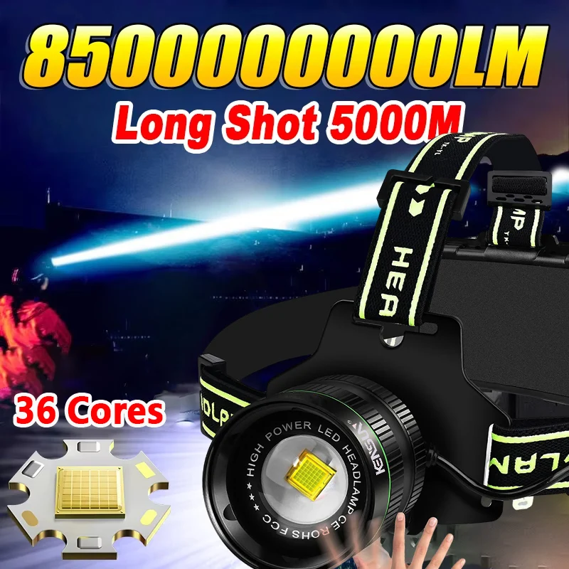 

Long range ultra bright induction headlight with rechargeable USB output for outdoor night fishing and riding head mounted light