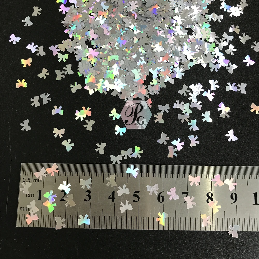 PrettyG 1 Box 5mm Red Bow Tie Shape Macaron Valentine's Day Bowknot Glitter Sequins for Resin DIY Art Craft Nail Decoration