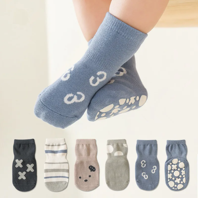 3Pair/Lot Spring new baby socks children toddlers in the tube newborn sole silicone non-slip socks