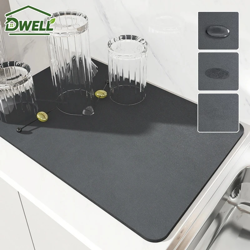 Large Absorbent Kitchen Counter Mat Non Slip Quick Dry Waterproof Pad for Coffee Machine Dish Drying Sink Draining Tableware