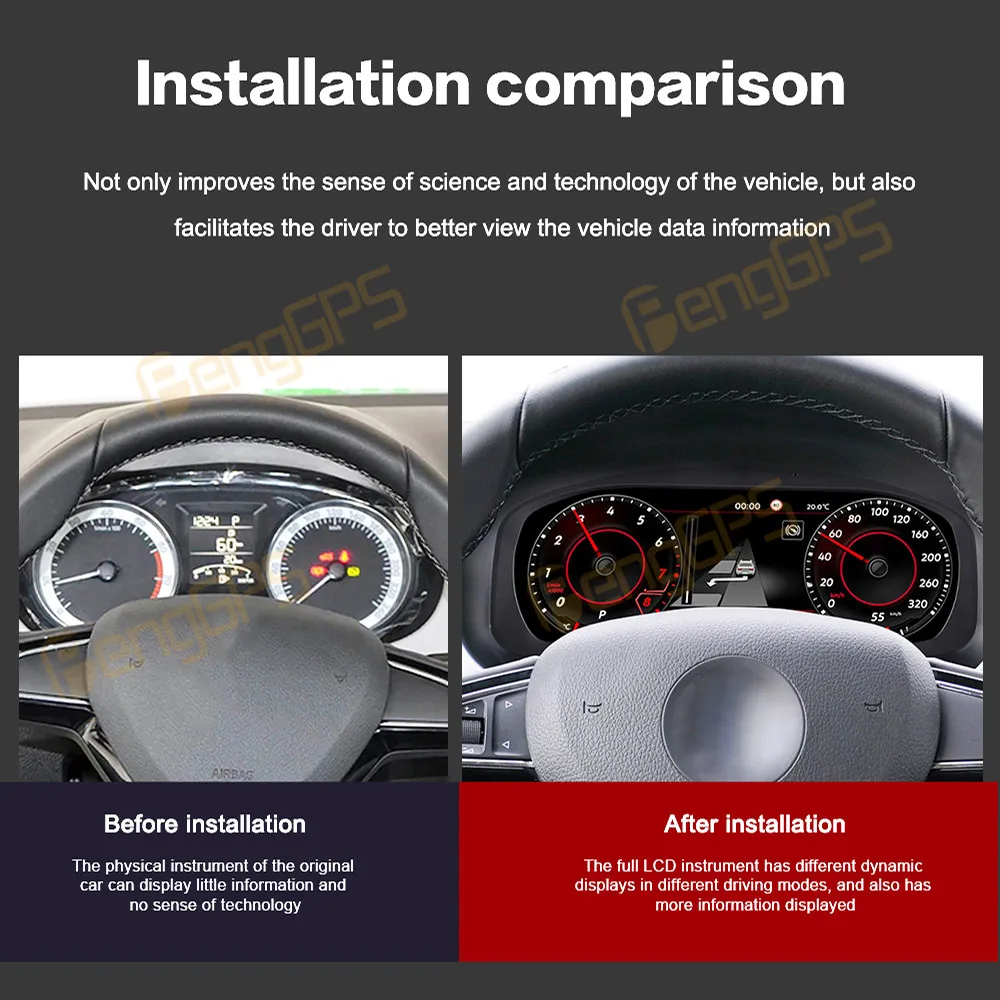 

12,3-дюймовый цифровой кластерный одометр, экран для Volkswagen Skoda Fabia 2008-2014, ЖК-дисплей, приборная панель, виртуальный измеритель скорости кабины, автомобиль