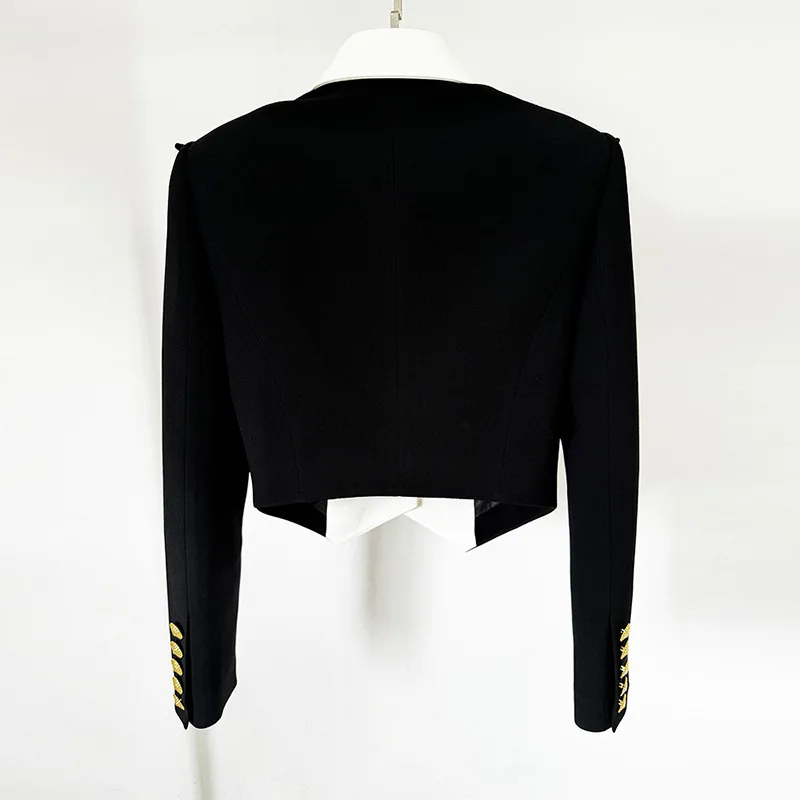 HKSH Women Short Blazer Color Block Single Breasted Slim Fit Jacket Turn-down Collar Elegant Coat New Spring Autumn 2026 HK19240