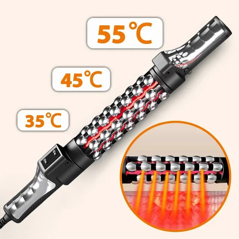 Relaxed Red Light Heated Massage Device 360 Rotating Inner Ball Muscle Relaxation Massage Roller For Whole Body Anti Cellulite