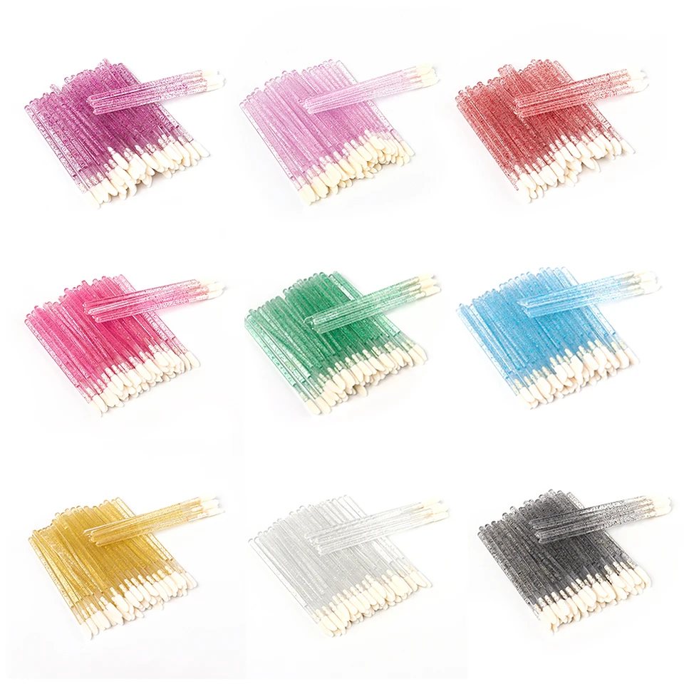 NEWCOME 50 unids/lote cepillo de labios desechable maquillaje de pestañas aplicador de máscara varitas de lápiz labial cepillos herramientas de maquillaje para extensión de pestañas