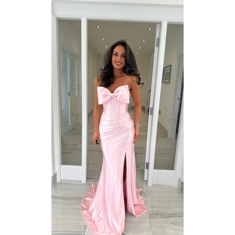 OEING 2026 Pink Organza Mini Prom Dresses Sweetheart Long Train Robes De Cocktail Sexy Vestidos  Especiales Customized