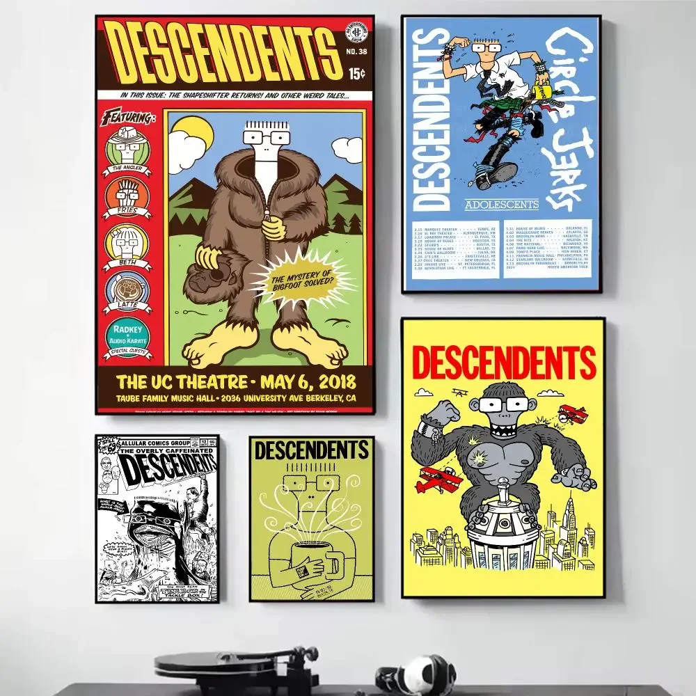 Punk Bands Album D-Descendents Painting Calligraphy Self Adhesive Wall Art Waterproof Print For Bedroom Hallway Home Decor