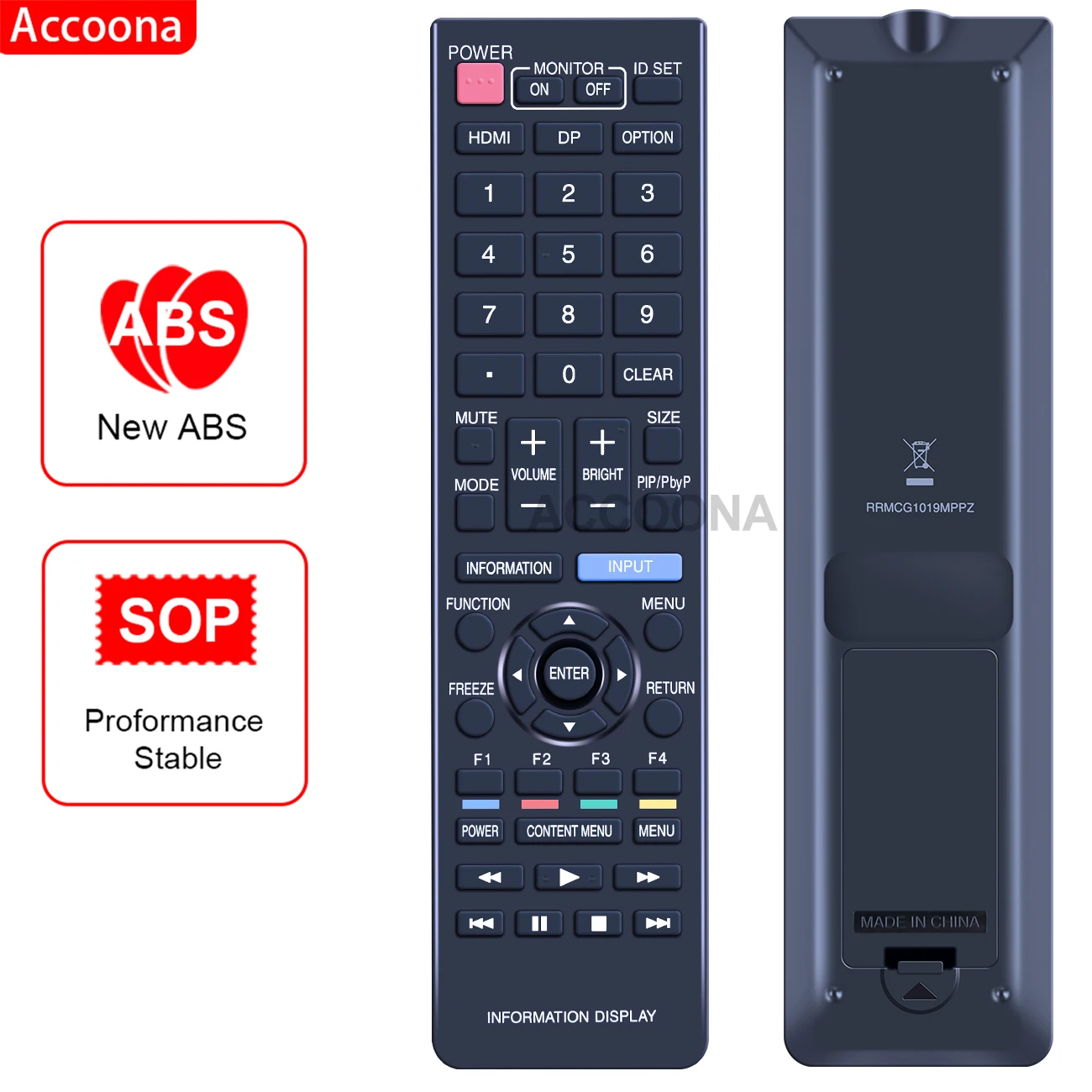 Remote control for Sharp HDTV monitoring RRMCG1019MPPZ PN-HW651 PN-HW751 spare parts replacement