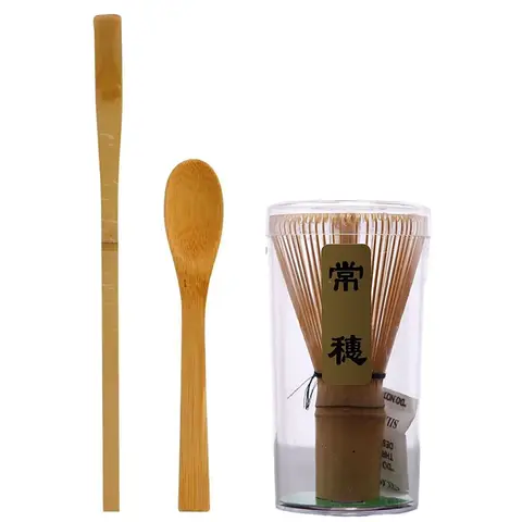 3-4 Bamboo Matcha Whisk Set 3 in 1 Traditional Scoop Chashaku Tea Spoon and Brush Set Indoor Beverage Shop Tea-making Tools Kit