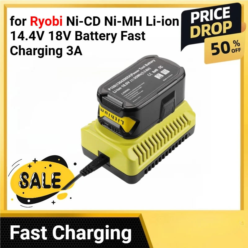 

Replacement Charger for Ryobi Ni-CD Ni-MH Li-ion 14.4V 18V Battery Fast Charging 3A P107 P108 P108 ONE+ P110