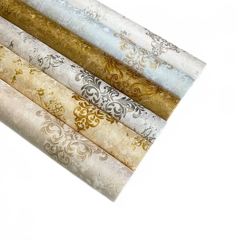 Luxurious Gold 3D European Style Large Flower Wallpaper for Living Room Hotel Restaurant KTV Background Wall Waterproof Embossed