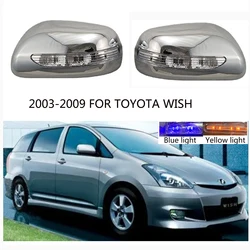 2pcs New Car ABS Chrome Rearview Accessories Plated Trim For Toyota Wish 2003 2004 2005 2006 2008 Door Mirror Cover With LED