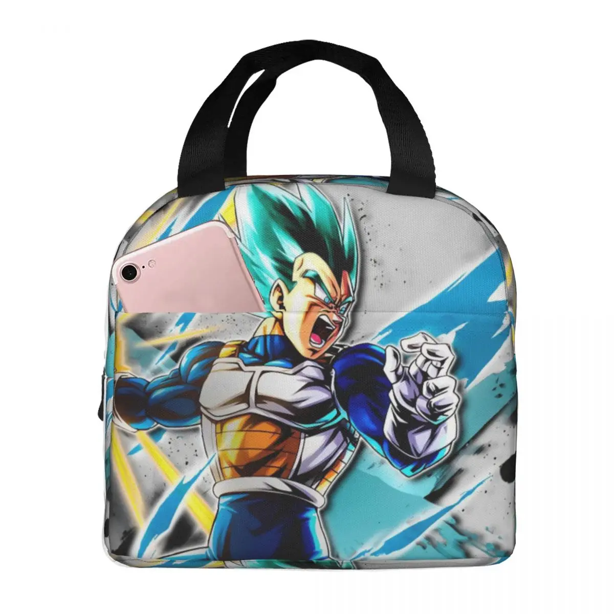 

Dragon Ball Vegeta Blue Goku Insulated Lunch Bag Cooler Bag Lunch Container Leakproof Tote Lunch Box Men Women School Outdoor