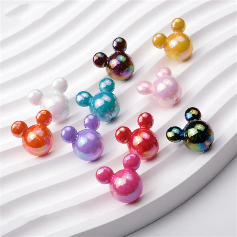 20Pcs Cartoon Colorful Mouse Head Acrylic Beads Bracelet Jewelry Findings Crafts Making DIY Necklace Keychain Pendants Accessory