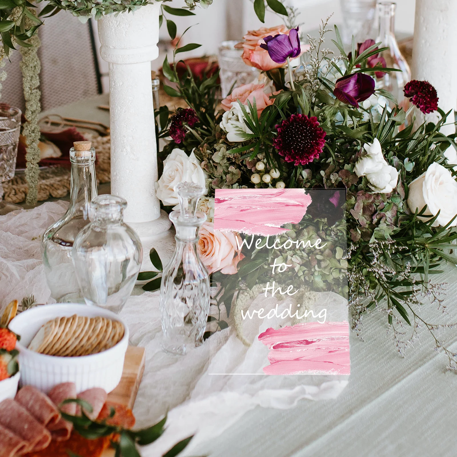 

5Pcs Clear Acrylic Wedding Sign Board Blank Transparent DIY Painting Decorative Sign for Wedding Birthday Anniversary Party